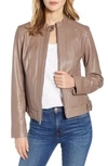 Cole Haan Signature Cole Haan Leather Moto Jacket In Taupe