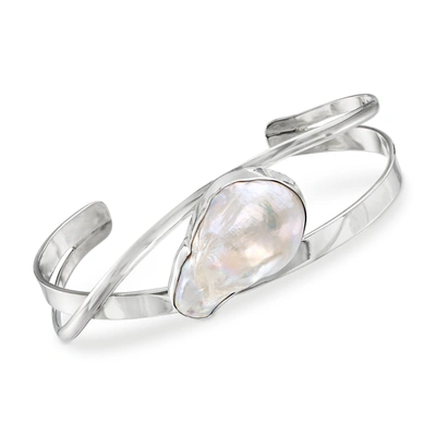 Ross-simons 26x17mm Cultured Baroque Pearl Cuff Bracelet In Sterling Silver