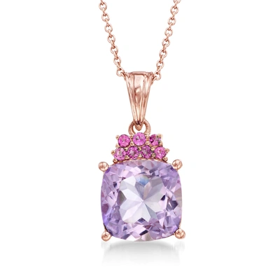 Ross-simons Amethyst And . Rhodolite Garnet Pendant Necklace In 18kt Rose Gold Over Sterling In Purple