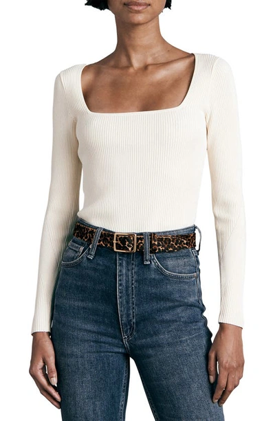 Rag & Bone Asher Ribbed-knit Top In Ivory