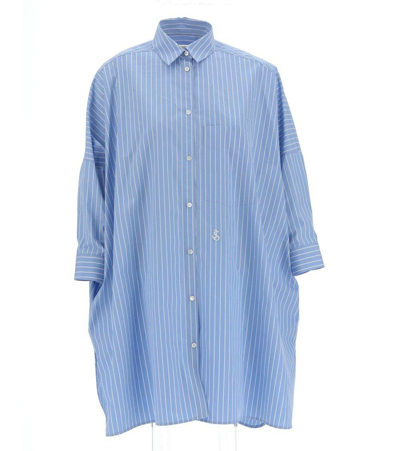 Jil Sander Striped Buttoned Shirt Dress In Light Blue