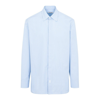 Jil Sander Logo-embroidered Pinstripe Shirt In Azzurro