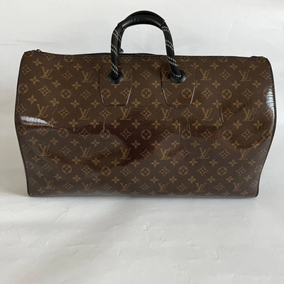 Pre-owned Louis Vuitton Keepall Bandoulière 50 Monogram Glaze Canvas Travel Bag