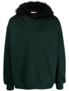 Marni Faux-fur Cotton Sweatshirt In Green