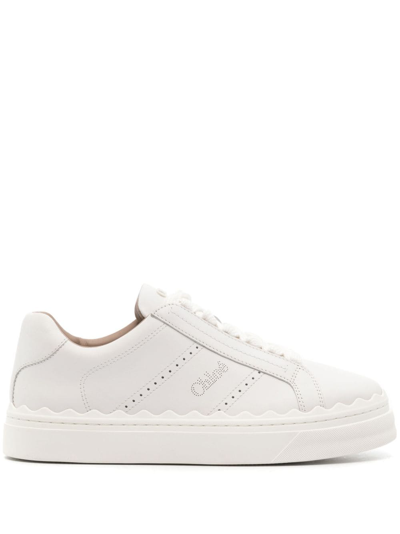 Chloé Lauren Leather Sneakers In White