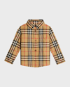 Burberry Kids' Boy's Owen Vintage Check Long-sleeve Shirt In Archive Beige Che