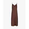 ALLSAINTS ALLSAINTS WOMENS WARM CACAO BRO HADLEY SATIN MIDI DRESS