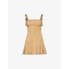 DION LEE DION LEE WOMEN'S DUNE SLIDER-BUCKLE PLEATED STRETCH-COTTON MINI DRESS