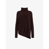 Allsaints Womens Raisin Red Lock Roll-neck Woven Jumper In Raisin Red