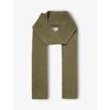 GANNI GANNI WOMEN'S DUSTY OLIVE BRAND-PATCH WOOL, RECYCLED-WOOL AND RECYCLED-POLYAMIDE SCARF