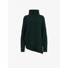 Allsaints Womens Sycamore Green Lock Roll-neck Woven Jumper