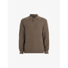 Allsaints Mens Splinter Brown Statten Long-sleeve Knitted Polo Jumper