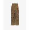 Me And Em Womens Washed Khaki Authentic Combat Wide-leg Mid-rise Cotton Cargo Trousers