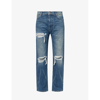 Rhude Boxer Distressed Straight-leg Jeans In Indigo