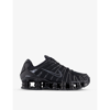 NIKE NIKE WOMEN'S BLACK ORANGE SHOX TL LEATHER, MESH AND SHELL LOW-TOP TRAINERS
