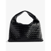 Bottega Veneta Womens Black-m Brass Intrecciato-weave Medium Leather Hobo Bag In Black-m Brass
