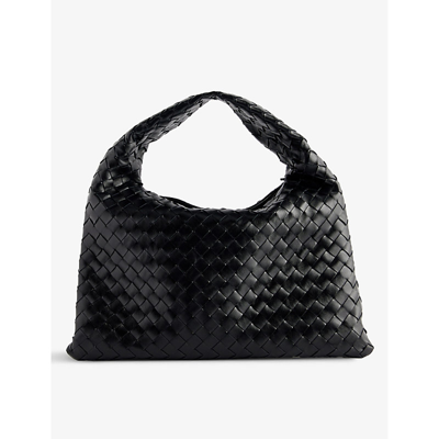 Bottega Veneta Womens Black-m Brass Intrecciato-weave Medium Leather Hobo Bag