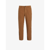 Allsaints Mens Cacao Brown Sleid Regular-fit Straight-leg Organic-cotton Trousers