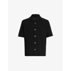 Allsaints Eularia Textured Short Sleeve Shirt In Jet Black