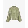 Meotine Womens Light Green Levi Two-pocket Faux-leather Jacket In Light Green