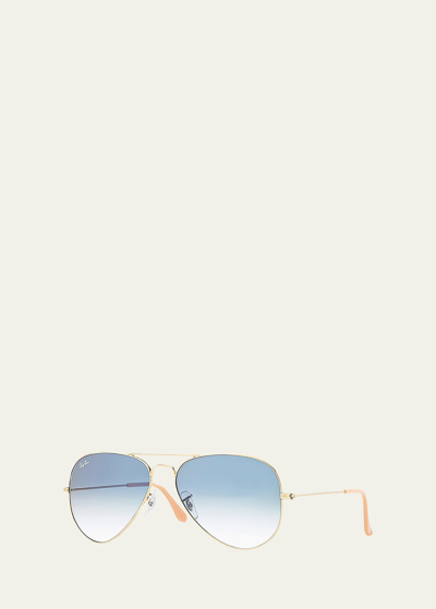 Ray Ban Original Mirror Aviator Sunglasses In Open Gold