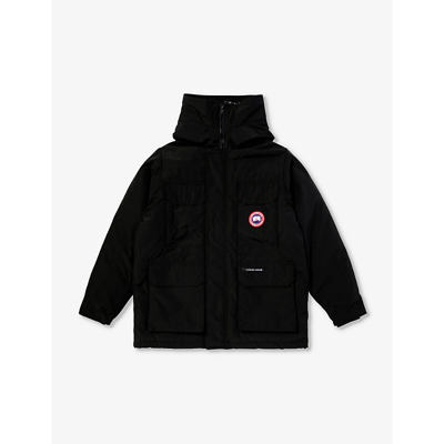 Canada Goose Boys Black - Noir Kids Expedition Logo-patch Shell-down Jacket 7-16 Ages