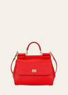 Dolce & Gabbana Sicily Medium Calf Leather Satchel Bag In Rosso