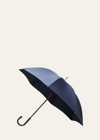 Davek Men's Savile Wood-handle Umbrella In Navy
