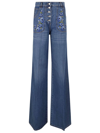 Etro Washed Wide Leg Denim Jeans In Blu