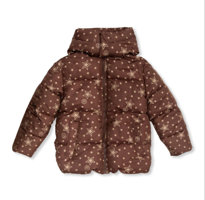 Gucci Kids Double G Star Hooded Jacket In Caffe