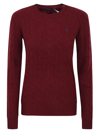 Ralph Lauren Cable-knit Wool-cashmere Sweater In Garnet Red Melange