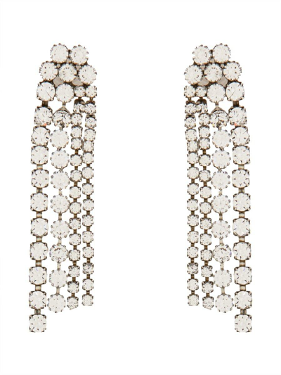 Isabel Marant Crystal-embellished Straps Dropped Earrings In Silver