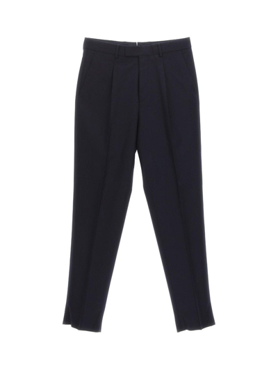 Zegna Pressed Crease Tailored Trousers In Black