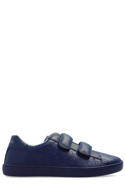 Gucci Kids Ace Round Toe Sneakers In Royal