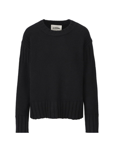 Jil Sander Long-sleeved Crewneck Jumper In Black
