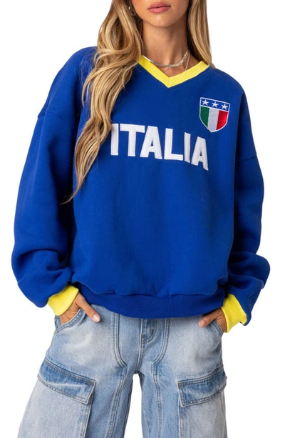 Edikted Italy Oversize Sweatshirt In Blue