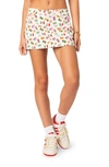 Edikted Traveler Flag Print Denim Miniskirt In White