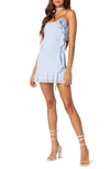Edikted Women's Thalia Flower Pin Ruffle Mini Dress In Blue