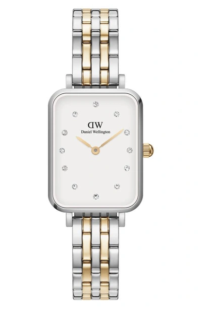 Daniel Wellington Quadro Lumine Two-tone Bracelet Watch, 20mm X 26mm In Silver/ Gold