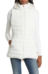 Save The Duck Norah Hooded Insulated Recycled Nylon Puffer Vest In Off White