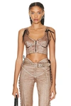 Jean Paul Gaultier X Knwls Laced Crop Top In Brown & Ecru