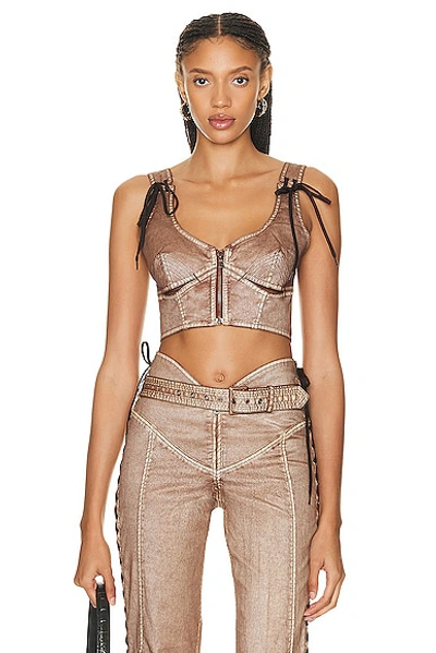 Jean Paul Gaultier X Knwls Laced Crop Top In Ecru And Navy