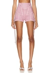 JEAN PAUL GAULTIER X KNWLS WASHED LACED HIGH WAISTED MINI SHORT