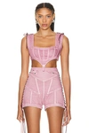 JEAN PAUL GAULTIER X KNWLS WASHED LACED SLEEVELESS CROP TOP