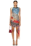 Marine Serre Regenerated Silk Scarves Draped Dress In Multi