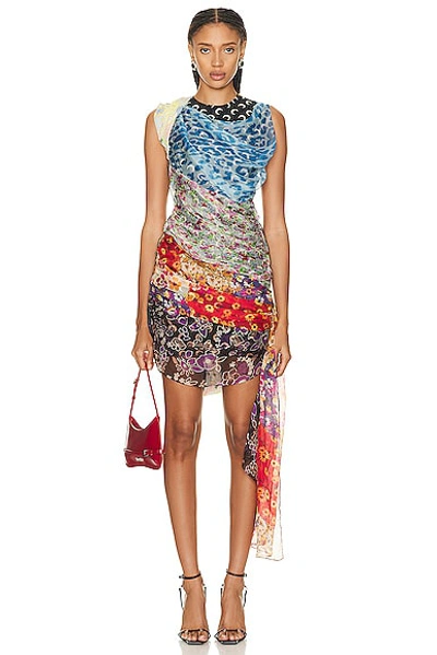 Marine Serre Regenerated Scarves Silk Minidress In Multicolour