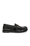 Saint Laurent Soft Loafers With Cassandre Decoration And Hand-stitched Moc Toe Shoes In Nero