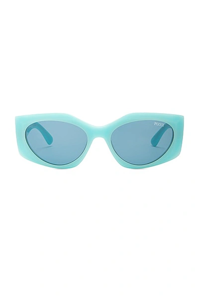 Emilio Pucci Oval Sunglasses In Light Blue