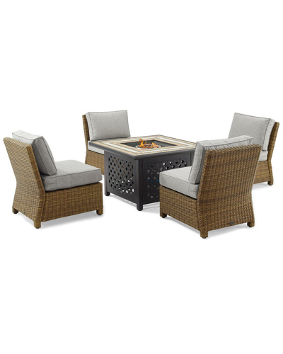 Crosley Furniture Bradenton 5pc Outdoor Wicker Conversation Set W/fire Table- Tucson Fire Table & 4 In Gray