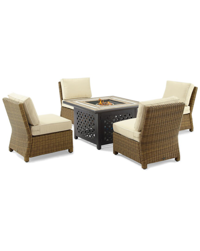 Crosley Furniture Bradenton 5pc Outdoor Wicker Conversation Set W/fire Table- Tucson Fire Table & 4 In Sand